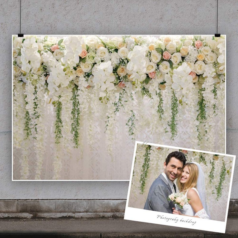 Yeele Floral Flowers Wall Photography Backdrop,Yeele 10x6.5ft Wedding Photos Backdrop,Anniversary Ceremony Bridal Shower Wedding Reception Birthday Party Dessert Table Decorations Banner Photographic Studio - Image 2